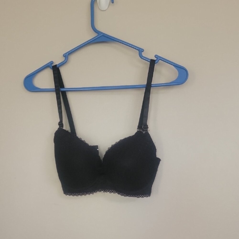 Black Padded Underwire Bra Size 36C
